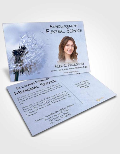 Funeral Announcement Card Template Splendid Dandelion Dream
