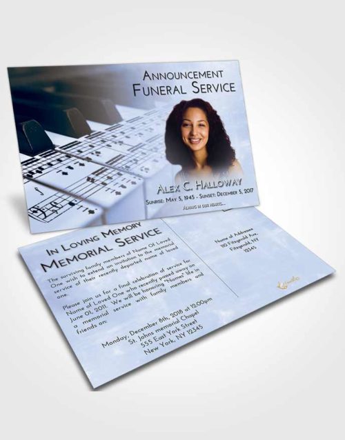 Funeral Announcement Card Template Splendid Piano Desire
