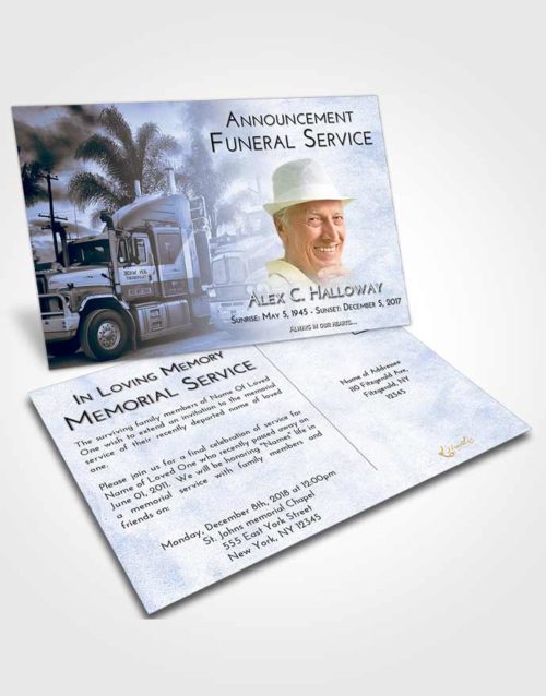 Funeral Announcement Card Template Splendid Trucker Days