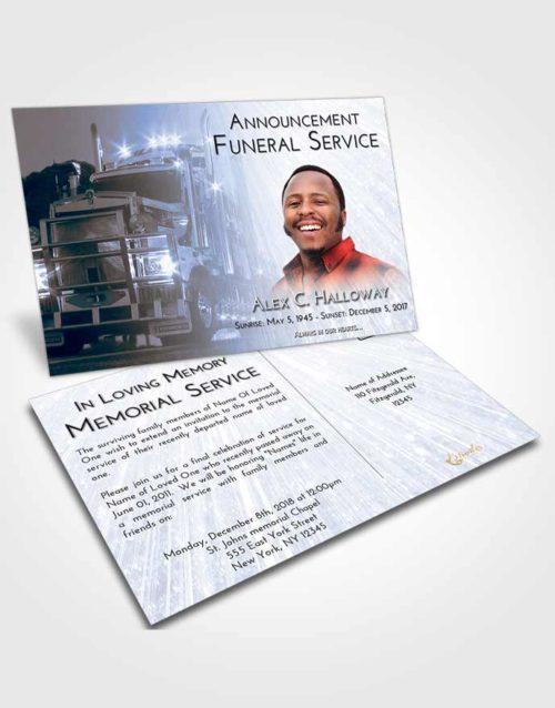 Funeral Announcement Card Template Splendid Trucker Dreams