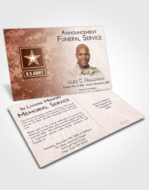 Funeral Announcement Card Template Strawberry Love Army Duty
