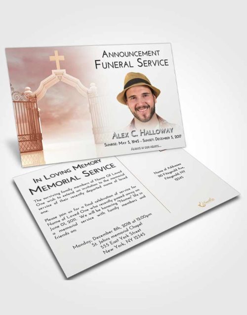 Funeral Announcement Card Template Strawberry Love Clear Gates For Heaven