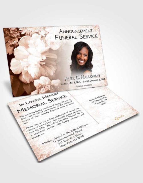 Funeral Announcement Card Template Strawberry Love Floral Mist