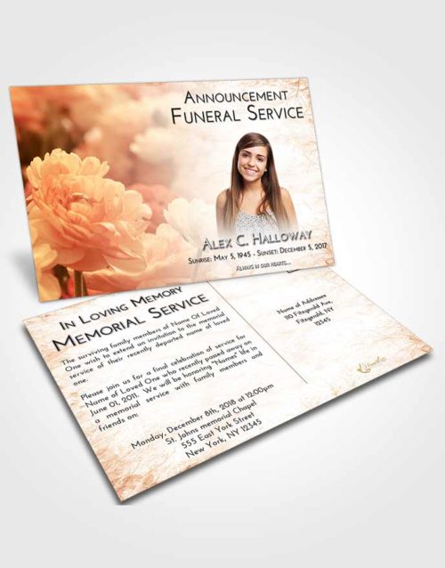 Funeral Announcement Card Template Strawberry Love Floral Paradise