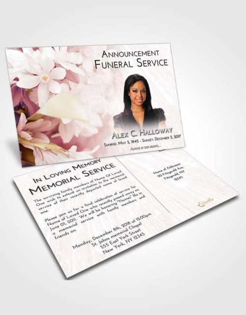 Funeral Announcement Card Template Strawberry Love Floral Serenity