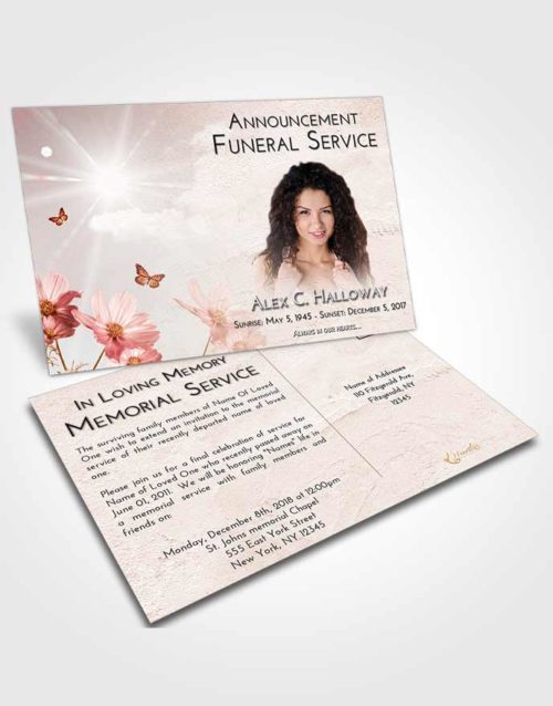 Funeral Announcement Card Template Strawberry Love Floral Sky