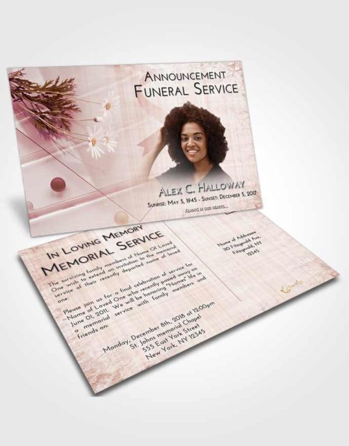 Funeral Announcement Card Template Strawberry Love Floral Style