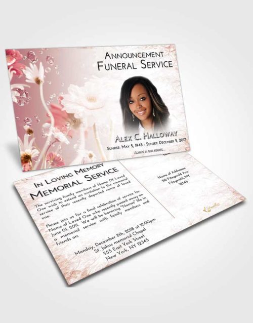 Funeral Announcement Card Template Strawberry Love Floral Tranquility