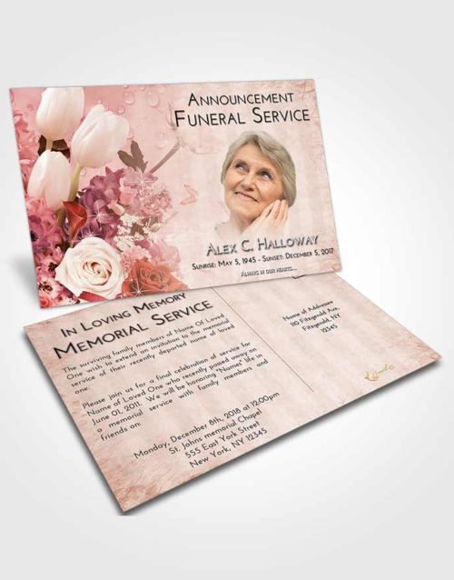 Funeral Announcement Card Template Strawberry Love Floral Wonderland