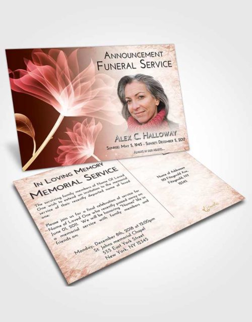 Funeral Announcement Card Template Strawberry Love Flower Peace
