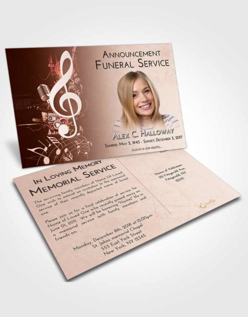 Funeral Announcement Card Template Strawberry Love G Clef