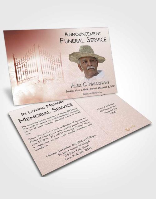 Funeral Announcement Card Template Strawberry Love Gates to Heaven