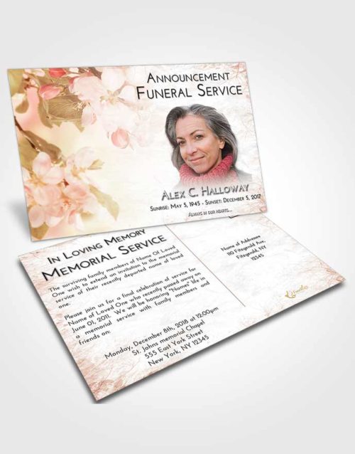 Funeral Announcement Card Template Strawberry Love Heavenly Flowers