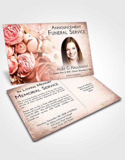 Funeral Announcement Card Template Strawberry Love Rose Magic