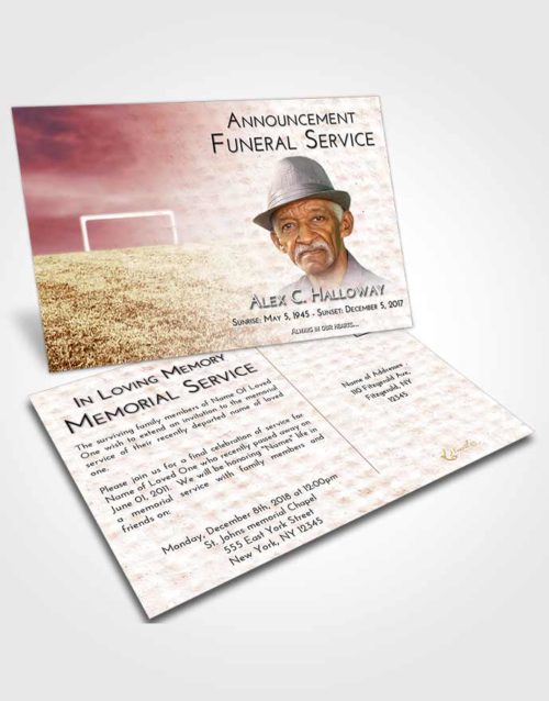 Funeral Announcement Card Template Strawberry Love Soccer Journey