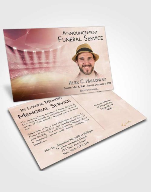 Funeral Announcement Card Template Strawberry Love Soccer Stadium