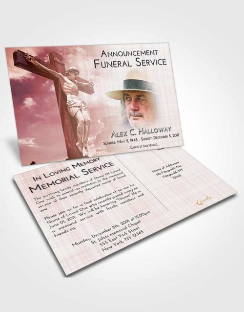 Funeral Announcement Card Template Strawberry Love Spiritual Cross