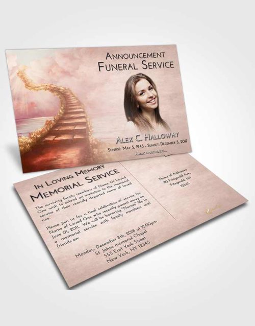 Funeral Announcement Card Template Strawberry Love Stairway Above