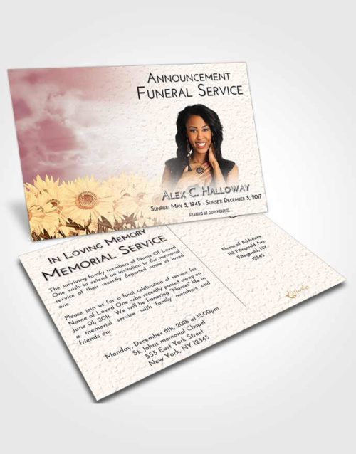 Funeral Announcement Card Template Strawberry Love Sunflower Bliss