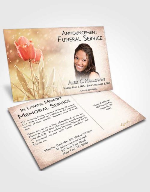 Funeral Announcement Card Template Strawberry Love Tulip Whisper