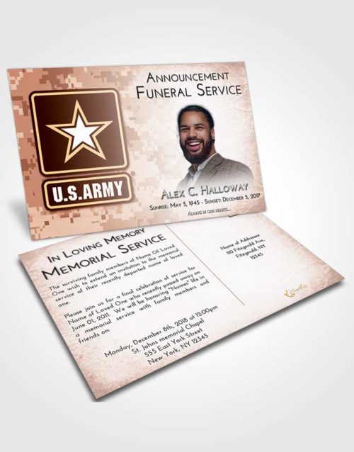 Funeral Announcement Card Template Strawberry Love United States Army