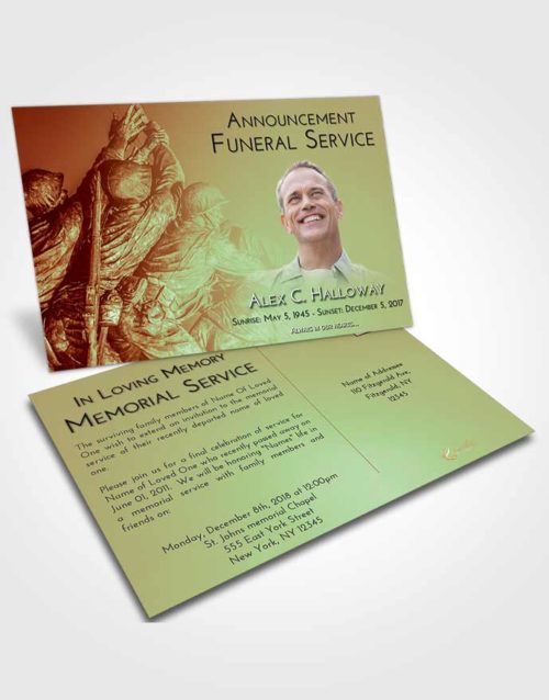 Funeral Announcement Card Template Strawberry Mist Army Grit