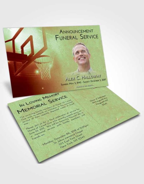 Funeral Announcement Card Template Strawberry Mist Basketball Pride