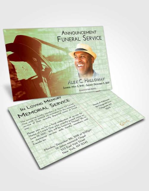 Funeral Announcement Card Template Strawberry Mist Cowboy Honor