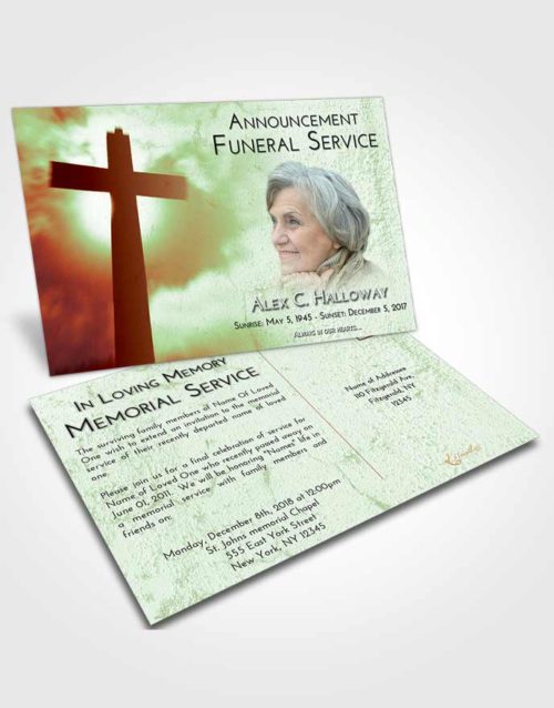 Funeral Announcement Card Template Strawberry Mist Faith in the Cross
