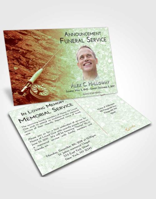 Funeral Announcement Card Template Strawberry Mist Fishing on the Rocks