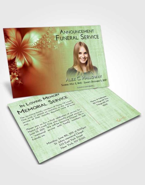 Funeral Announcement Card Template Strawberry Mist Floral Lust