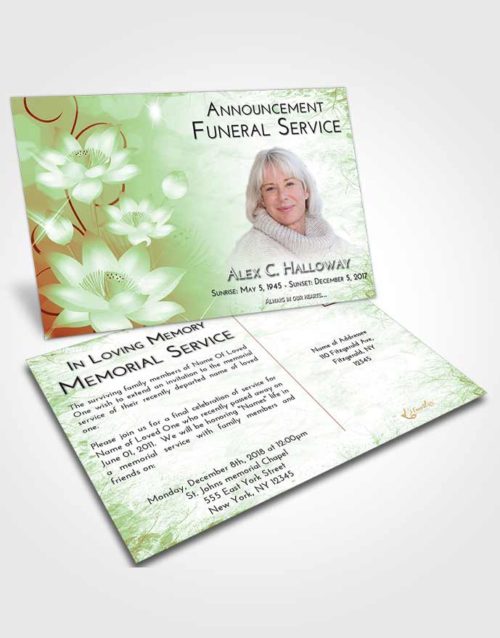 Funeral Announcement Card Template Strawberry Mist Floral Peace