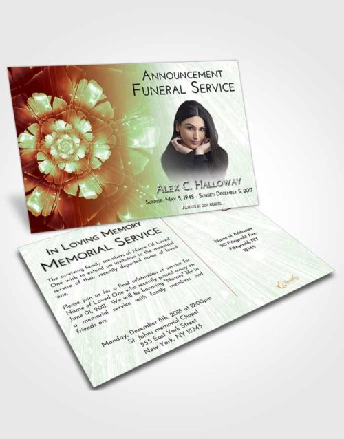 Funeral Announcement Card Template Strawberry Mist Floral Secret