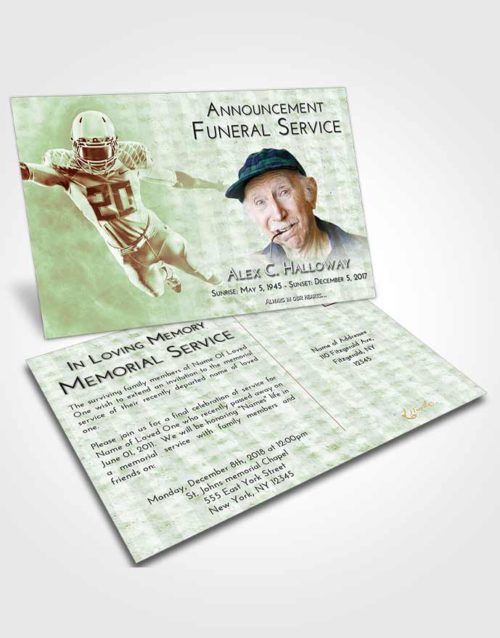 Funeral Announcement Card Template Strawberry Mist Football Honor