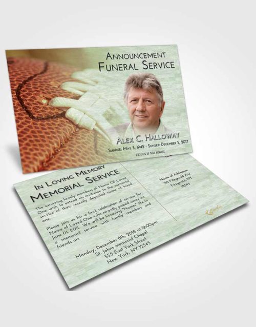 Funeral Announcement Card Template Strawberry Mist Football Life