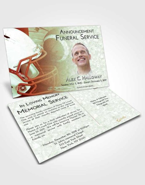 Funeral Announcement Card Template Strawberry Mist Football Party