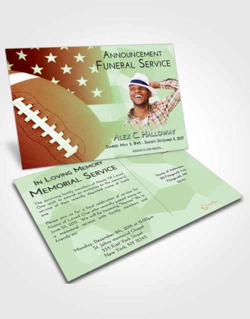 Funeral Announcement Card Template Strawberry Mist Football Pride