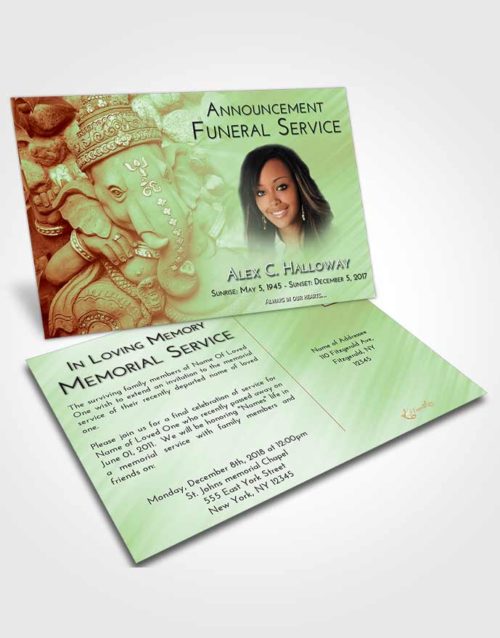 Funeral Announcement Card Template Strawberry Mist Ganesha Divinity