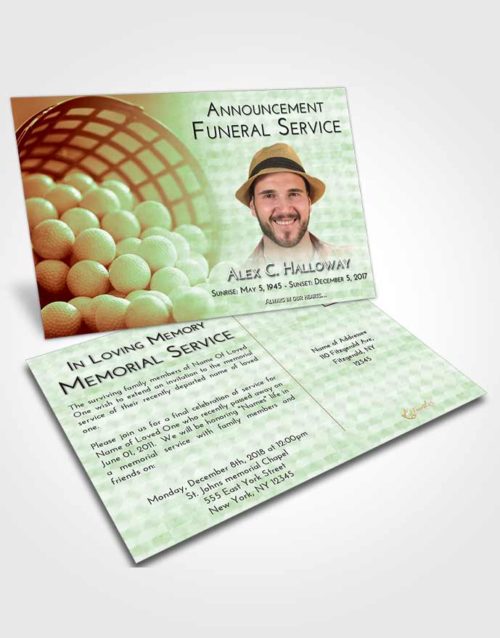 Funeral Announcement Card Template Strawberry Mist Golf Tranquility