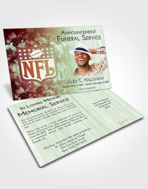 Funeral Announcement Card Template Strawberry Mist NFL Star