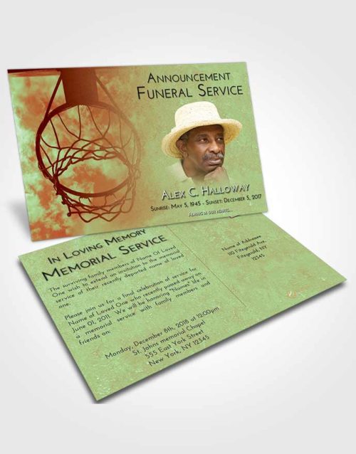 Funeral Announcement Card Template Strawberry Mist Sky Ball