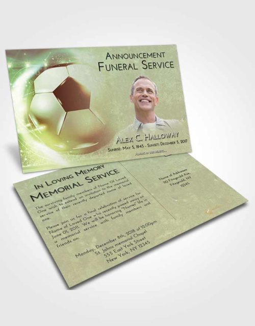 Funeral Announcement Card Template Strawberry Mist Soccer Destiny