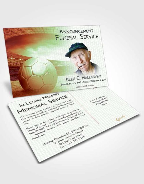 Funeral Announcement Card Template Strawberry Mist Soccer Love