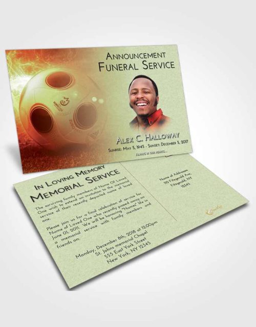 Funeral Announcement Card Template Strawberry Mist Soccer Miracle