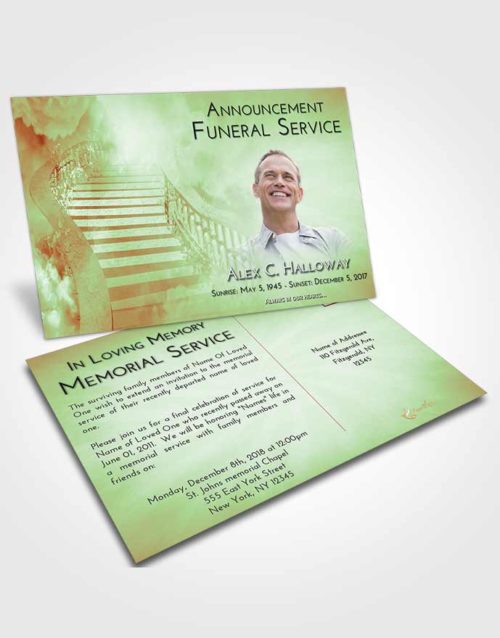 Funeral Announcement Card Template Strawberry Mist Stairway to Freedom