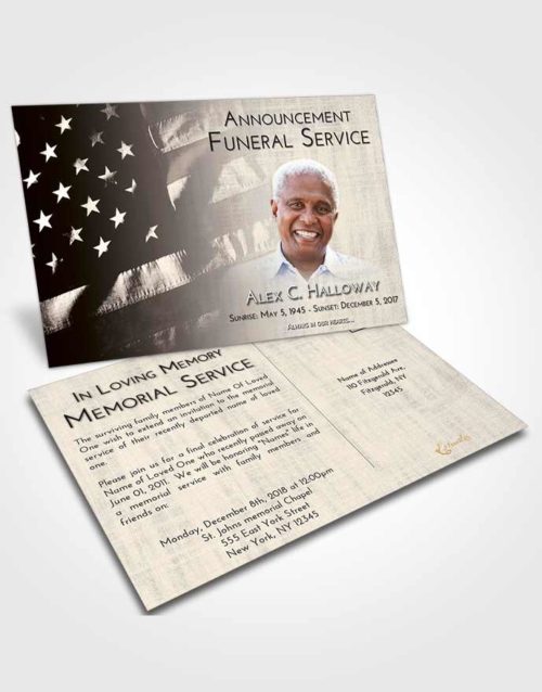 Funeral Announcement Card Template Tranquil American Veteran