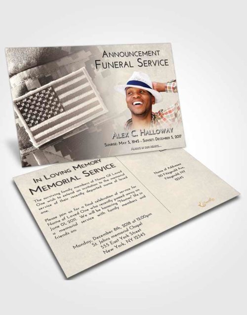 Funeral Announcement Card Template Tranquil Army Days
