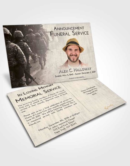 Funeral Announcement Card Template Tranquil Army March