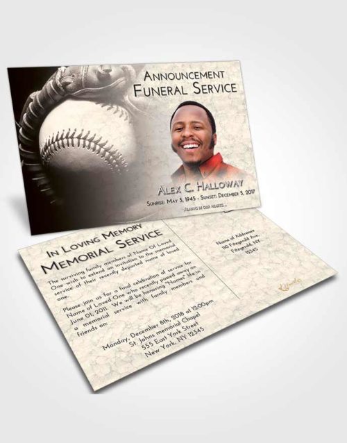 Funeral Announcement Card Template Tranquil Baseball Life