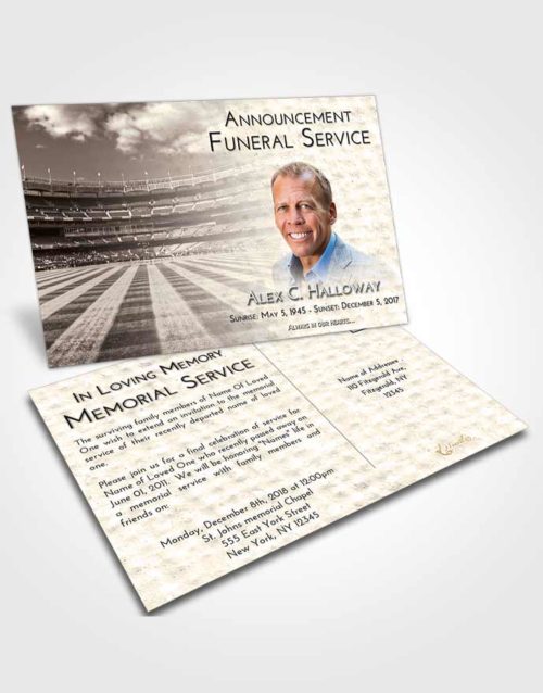 Funeral Announcement Card Template Tranquil Baseball Serenity